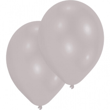 10 Metallic Ballons silber