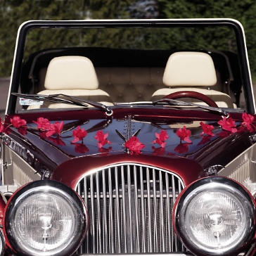 Autodeko Hochzeit Blumen Girlande Rot