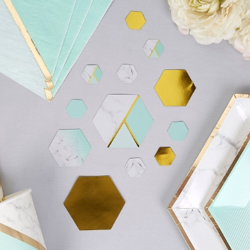 Tischkonfetti Marmor Geometrix mint dekoriert