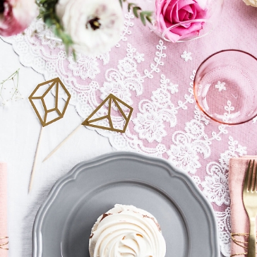 Cupcake / Cake Topper Diamant, gold, 6 St.
