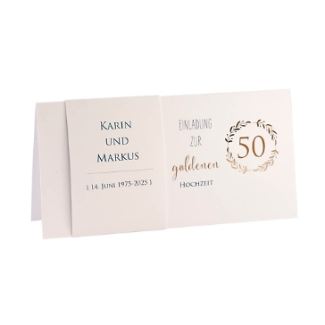 Einladung Goldene Hochzeit "Karin", gold, Klappkarte mit Banderole
