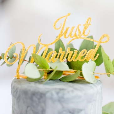Cake Topper Just Married, gold