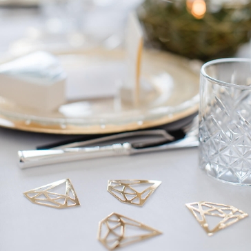 Tischkonfetti / Geschenkanhänger Diamant, gold, 5 Stück