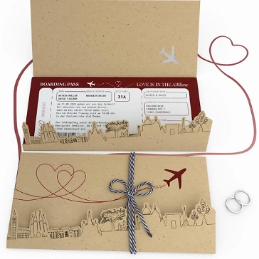 Hochzeitseinladung Flugticket Design