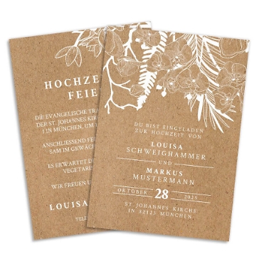 Hochzeitseinladung im Kraftpapier Design