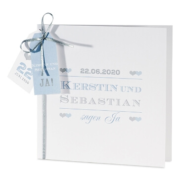 Hochzeitseinladung Mara silbergrau mit Kärtchen