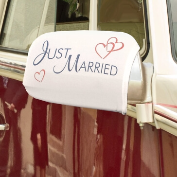Autobikini Just Married Überzug für Autospiegel
