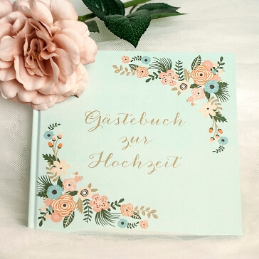 Gästebuch mit Blüten mintgrün