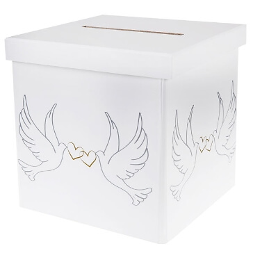 Elegante Geschenk oder Briefbox mit Taubenpaar-Aufdruck - HÜbsche Geschenkbox zur Hochzeit