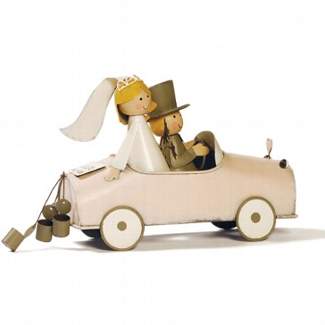 Hochzeitsgeschenk "Brautpaar im Auto" - Metall-Hochzeitsauto