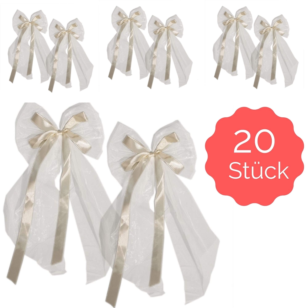autodeko/20-tuell-autoschleifen-hochzeit-gross-19-x-45-cm-antennenschleifen-in-weiss-fuer-die-autodeko