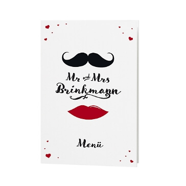 Menükarte Mr & Mrs mit Moustache 