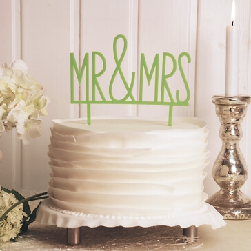 Cake Topper Mr & Mrs in Grün
