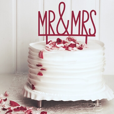 Cake Topper Mr & Mrs in Pink
