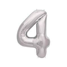 Folienballon Zahl "4", silber