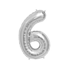 Folienballon Zahl "6", silber