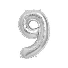 Folienballon Zahl "9", silber