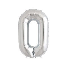 Folienballon Zahl "0", silber