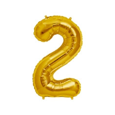 Folienballon Zahl "2", gold