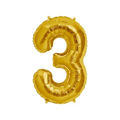 Folienballon Zahl "3", gold