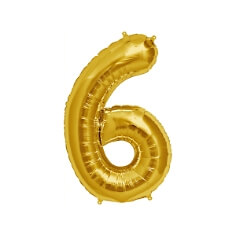 Folienballon Zahl "6", gold
