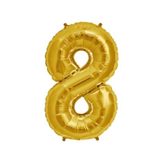 Folienballon Zahl "8", gold