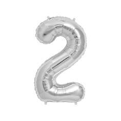 Folienballon Zahl "2", silber