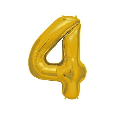 Folienballon Zahl "4", gold
