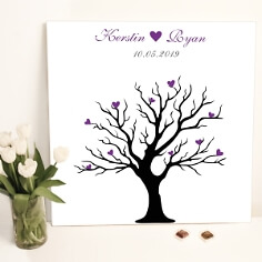 gaestebuch leinwand lila herzen