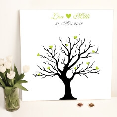 leinwand gaestebuch herzbaum gruen