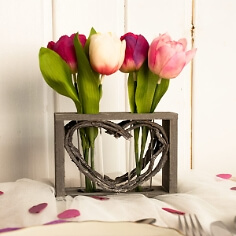 Blumenvase „Herz aus Holz“, quer
