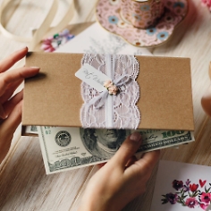 Geldgeschenk Klappkarte Vintage Spitze