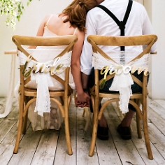 Stuhlschilder Hochzeit Groom Bride Gold