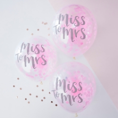 Ballons mit Konfetti Miss to Mrs, pink