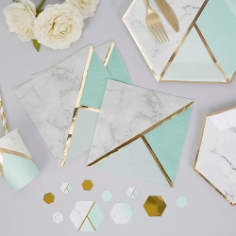Servietten Marmor Geometrix Mint 