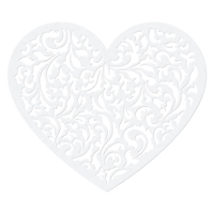 Papierdeko Ornament Herz, weiß, perlmutt, 10 x 12 cm