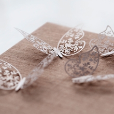 Papierdeko Schmetterling, wei&szlig;, dekoriert