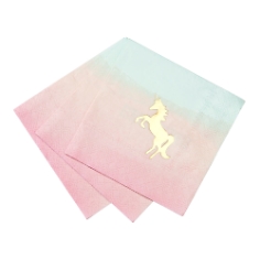 Mini Servietten mit Einhorn Motiv in Gold, 16 St.