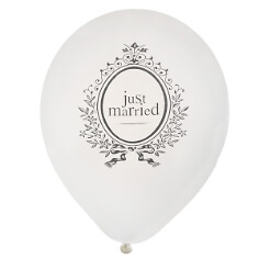 Ballons "Just Married", weiß, 8 St. - Luftballons mit "Just Married" Aufdruck