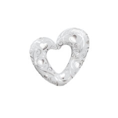 Folienballon 3D-Herz XL, weiss-silber