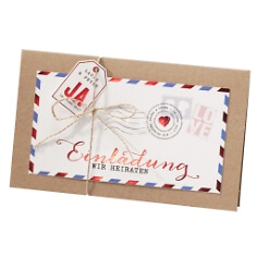 Einladung zur Hochzeit Kim im Luftpost-Design