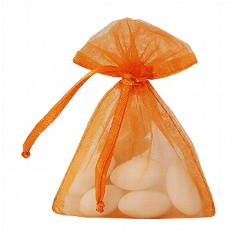 Verpackung für Hochzeitsmandeln - Säckchcen in Orange