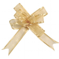 Organzaschleife Mini gold f&uuml;r Tischdeko