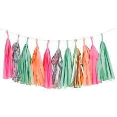 Quasten Girlande Hochzeit, pastell