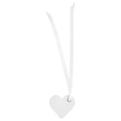 Schild "Herz" mit Satinband, weiß, 12 St. -Schild in Herz-Form zur Hochzeit