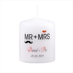 Gastgeschenk Kerze zur Hochzeit "Moustache"
