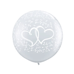 XXL Ballons rund mit Herzen, transparent, 2 St.