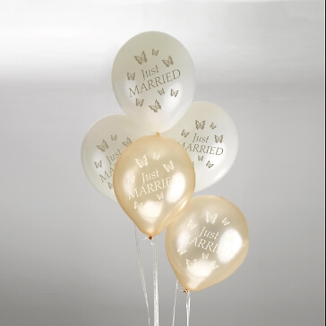 Rundballons Just Married in Creme-Gold