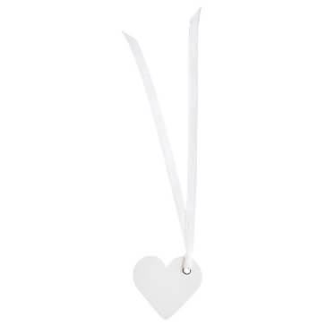 Schild Herz mit Satinband, weiß, 12 St. -Schild in Herz-Form zur Hochzeit