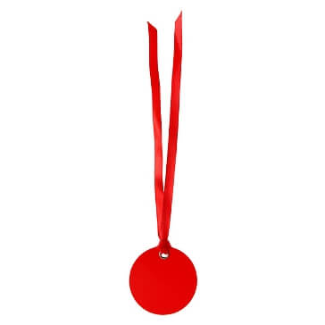 Schild Kreis mit Satinband, rot, 12 St. - romantsiches Deko-Schild
